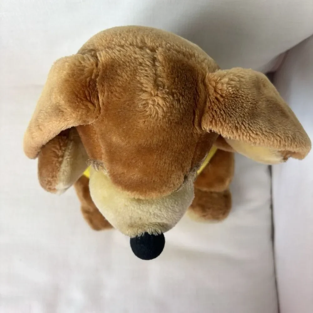 Vintage 1983 Sunburst Pets Brown Puppy Dog Plush Yellow Diaper Commonwealth 80s